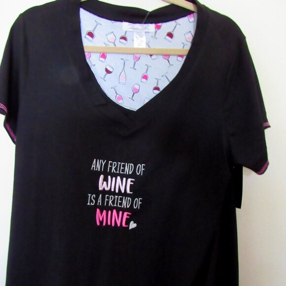 Sleepshirt Plus Size1X & 2X Women's Short Sleeves Black 100% COTTON MSRP $38.00 - Picture 1 of 9